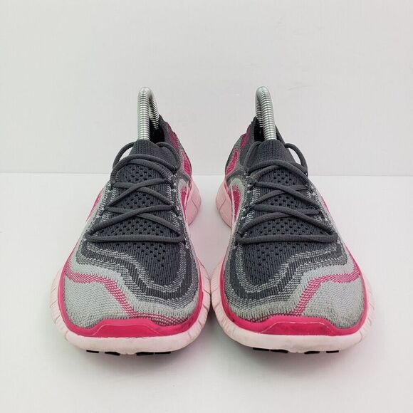 Nike Free Flyknit 5 Womens Size 6 Grey Pink Foil Running Shoes 615806 016 - Picture 8 of 13